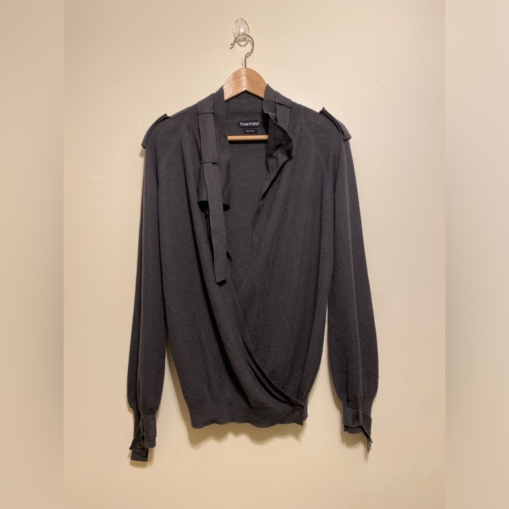 Tom Ford Brown Wrap Cashmere Silk Sweater. Size S Made in Italy